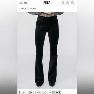 Paige High Rise Lou Lou - Black Velvet 7560A66-051

Size 26 new